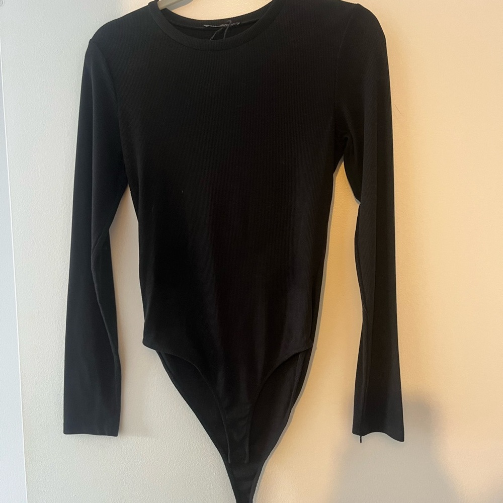 Zara Black Ribbed Bodysuit